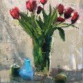 tulips ltbluevessel oil 30x24in 8115