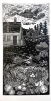 gotts island   maine  wood block print